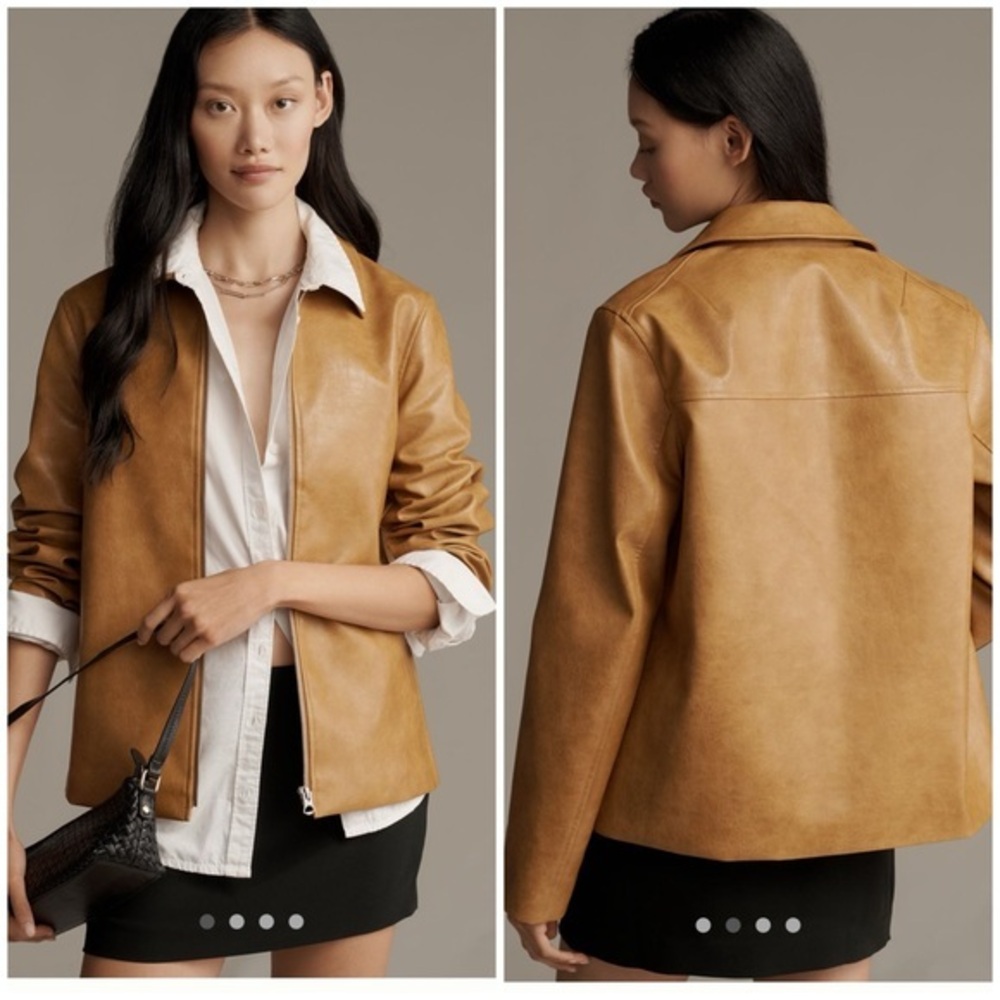 rag & bone Cognac Leather Zip Jacket